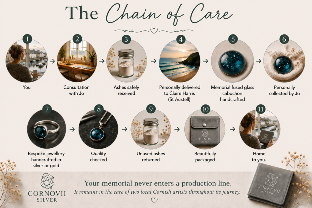 chain of care for memorial jewellery